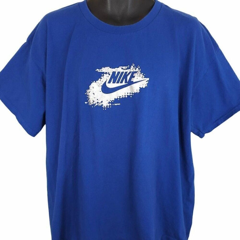 Vintage Nike T Shirt Mens Size 2XL Blue Y2K Streetwear
